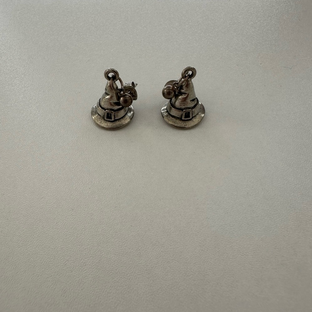 Silver Witch Hat Earrings